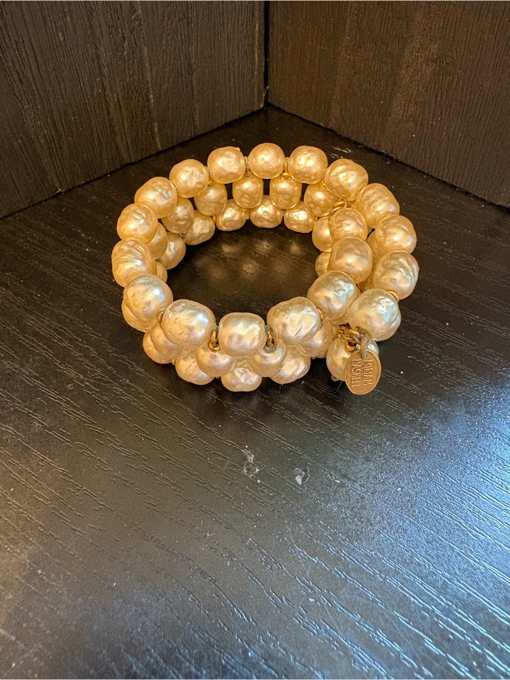 Miriam Haskell vintage coil bracelet faux pearl sz 6 to 8 with bonus necklace